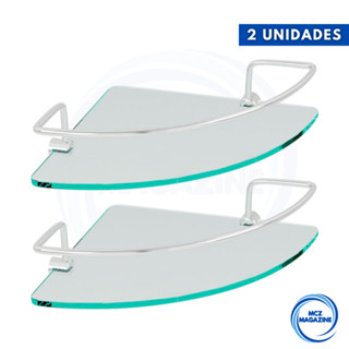 Kit 02 Porta Shampoo Suporte De Banheiro Shampoo Canto Vidro 6mm