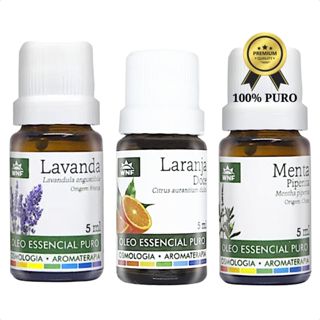 WNF Kit Óleo Essencial Lavanda, Laranja e Hortelã Pimenta 100% Puro 5ml em Oferta na Shopee