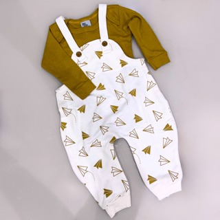 Conjunto Jardineira + body bebê infantil menino em Oferta na Shopee