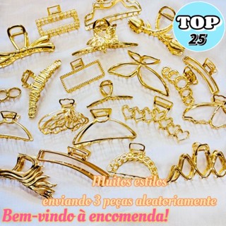 kit com 3 pcs clipe de metal oco estilo aleatório feminino em Oferta na Shopee