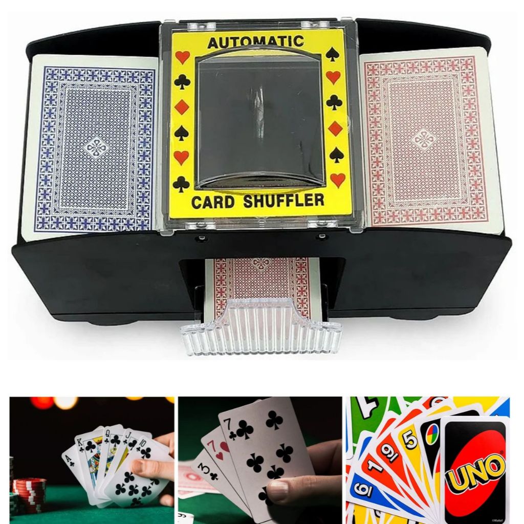 Embaralhador de Cartas Automático 2 Decks Com PILHAS INCLUSAS Baralho Truco Tranca Uno Poker — imagem 2 de 2