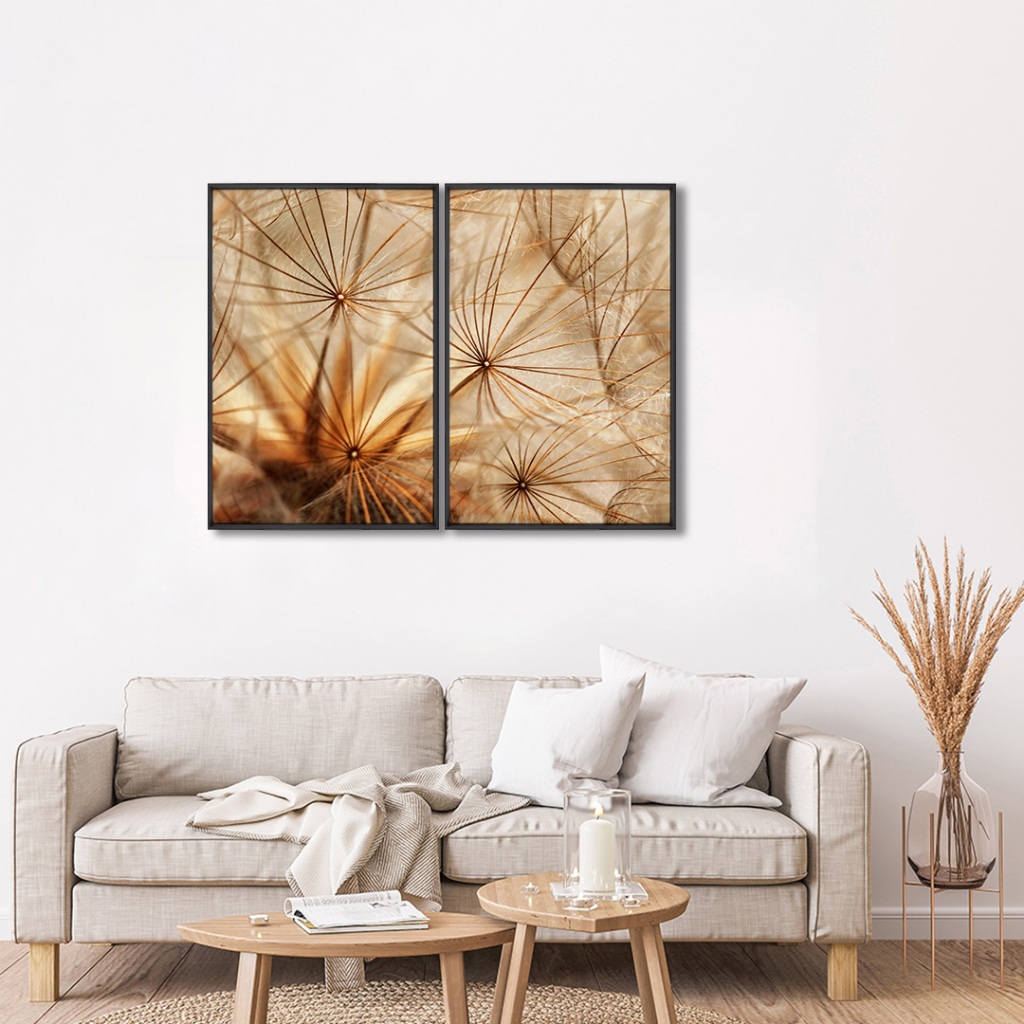 2 Quadros Decorativos Paisagem Dente de Leão Brilho Dourado com Moldura Quarto Sala Escritorio em Oferta na Shopee