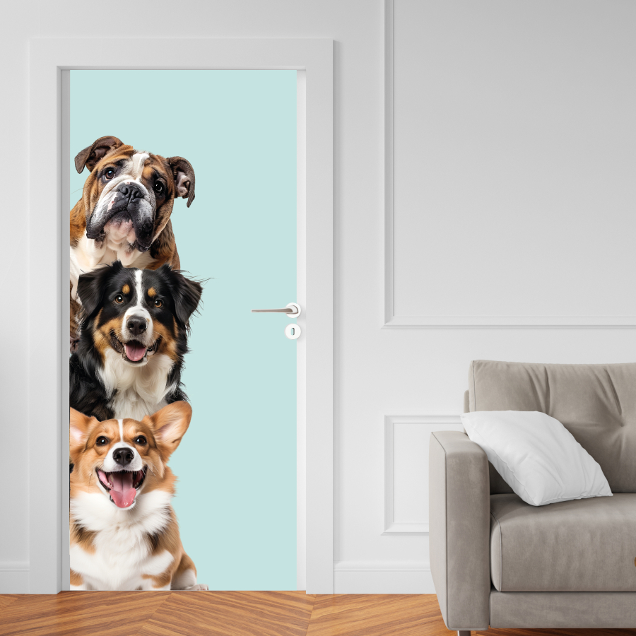 Adesivo para Portas de Madeira ou Vidro Papel de Parede Decoração Cachorro Pet Petshop Veterinario - CACHORRO 1