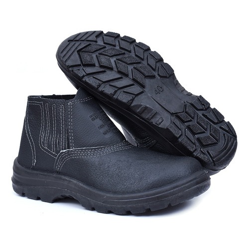 Bota Botina Segurança Masculina Couro Legitimo Bico PVC Trabalho com CA Antiderrapante Confortavel