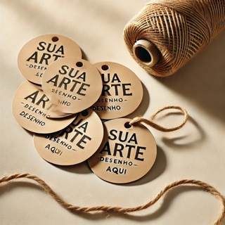 Tag Kraft Redonda PERSONALIZADA Com Cordão Juta Sisal 50 unidades em Oferta na Shopee