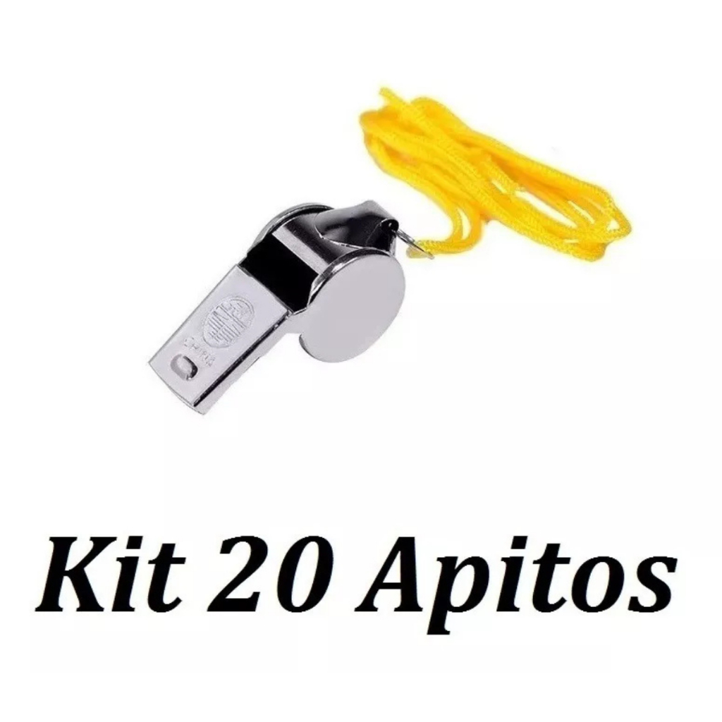 Apito De Metal Com Cordão Profissional Árbitro Juiz Educador Fisico Piscina Salva Vidas - Kit 20 Pçs
