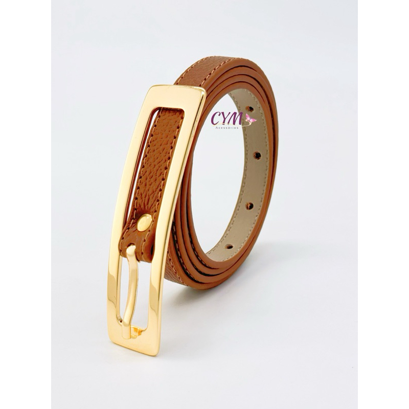 cinto COURO feminino fivela grande comprimento 110cm dourado — imagem 2 de 2