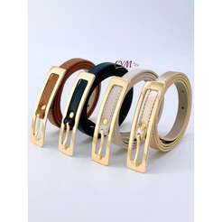 cinto COURO feminino fivela grande comprimento 110cm dourado