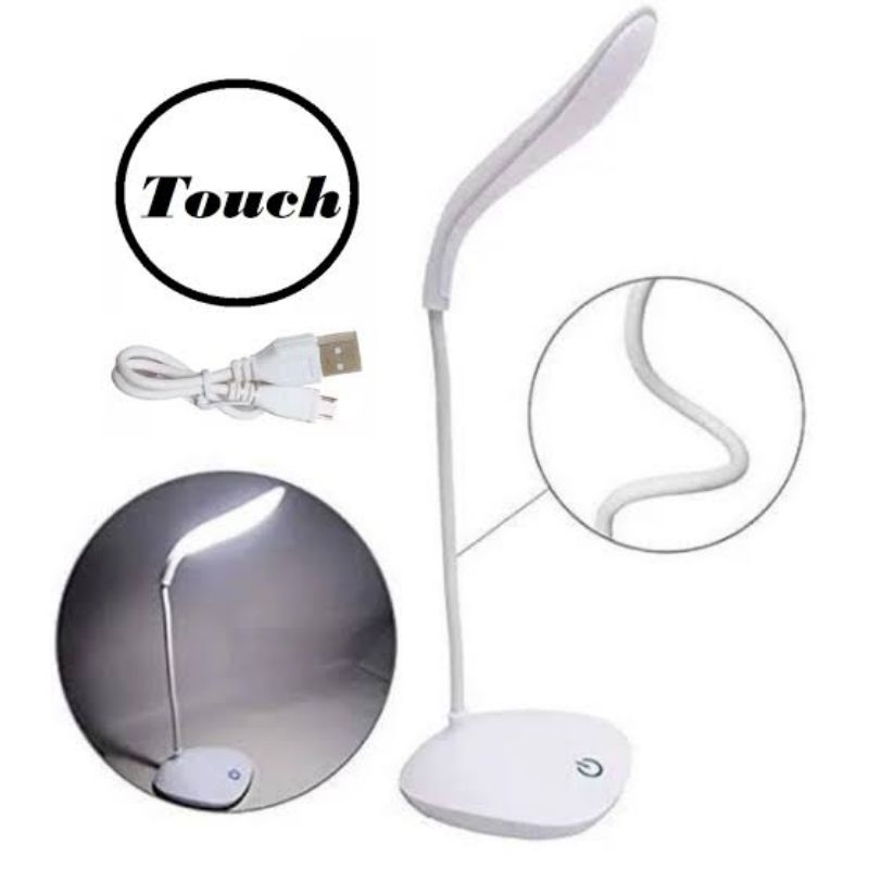 Mini luminária ajustável LED de mesa touch sem fio e recarregável Branca