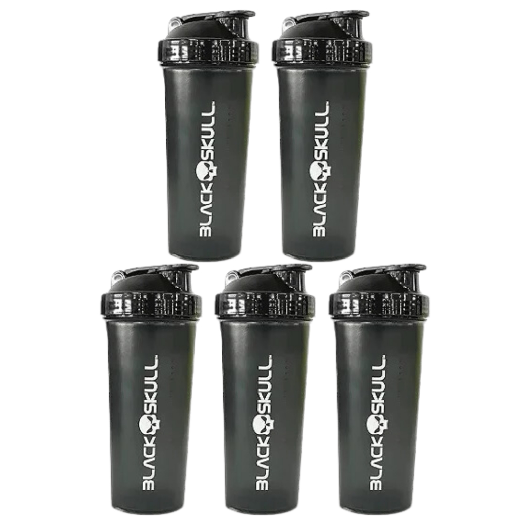 Kit 5x Coqueteleira Preta Blackskull 600ml Cada em Oferta na Shopee