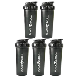Kit 5x Coqueteleira Preta Blackskull 600ml Cada