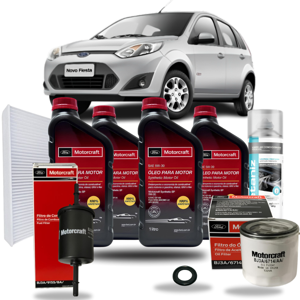 Kit Troca Revisão Óleo 5w30 Motorcraft Ford Fiesta Rocam Zetec 1.0 1.6 8v  2006 á 2014 Original