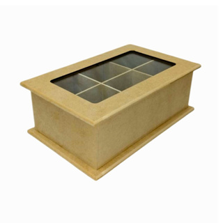 Caixa De Chá 6 divisórias - com Vidro na Tampa - 6mm em Oferta na Shopee