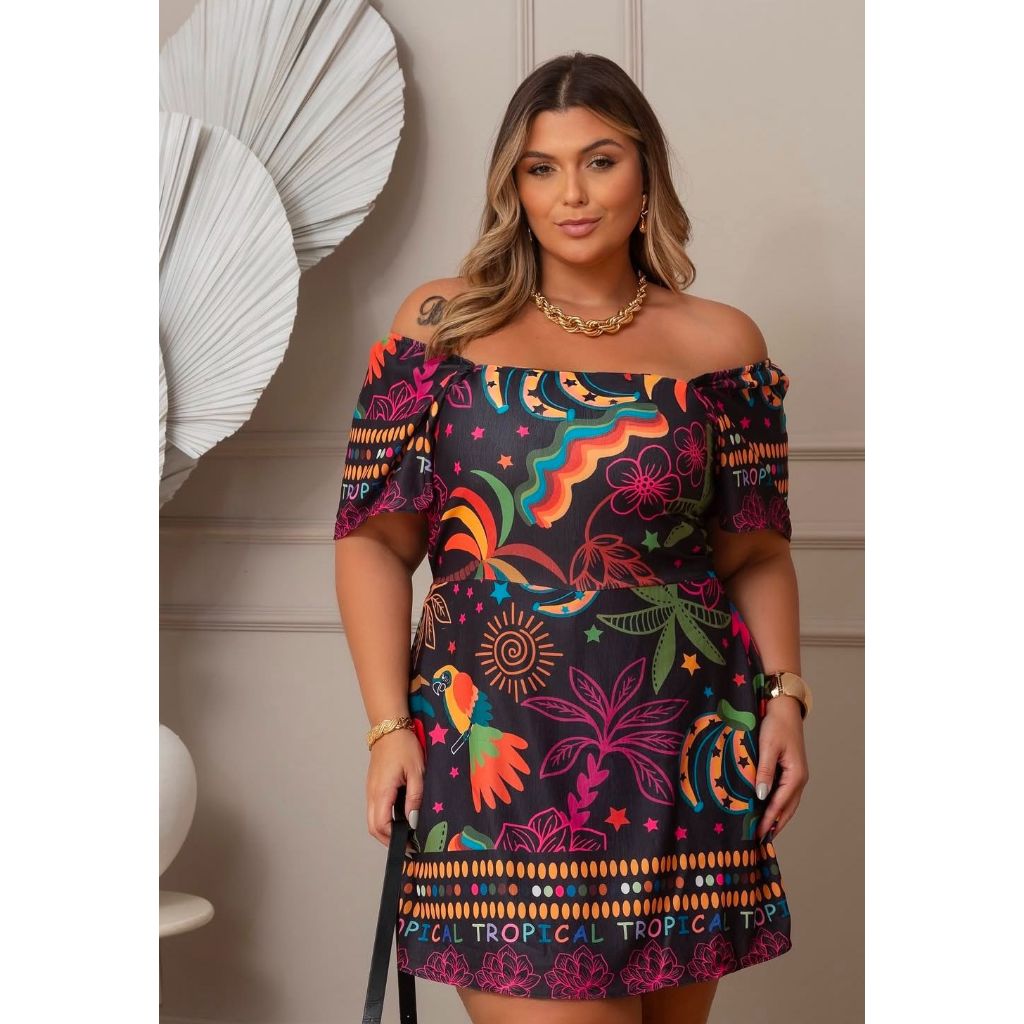 Macaquinho short saia farme Plus Size