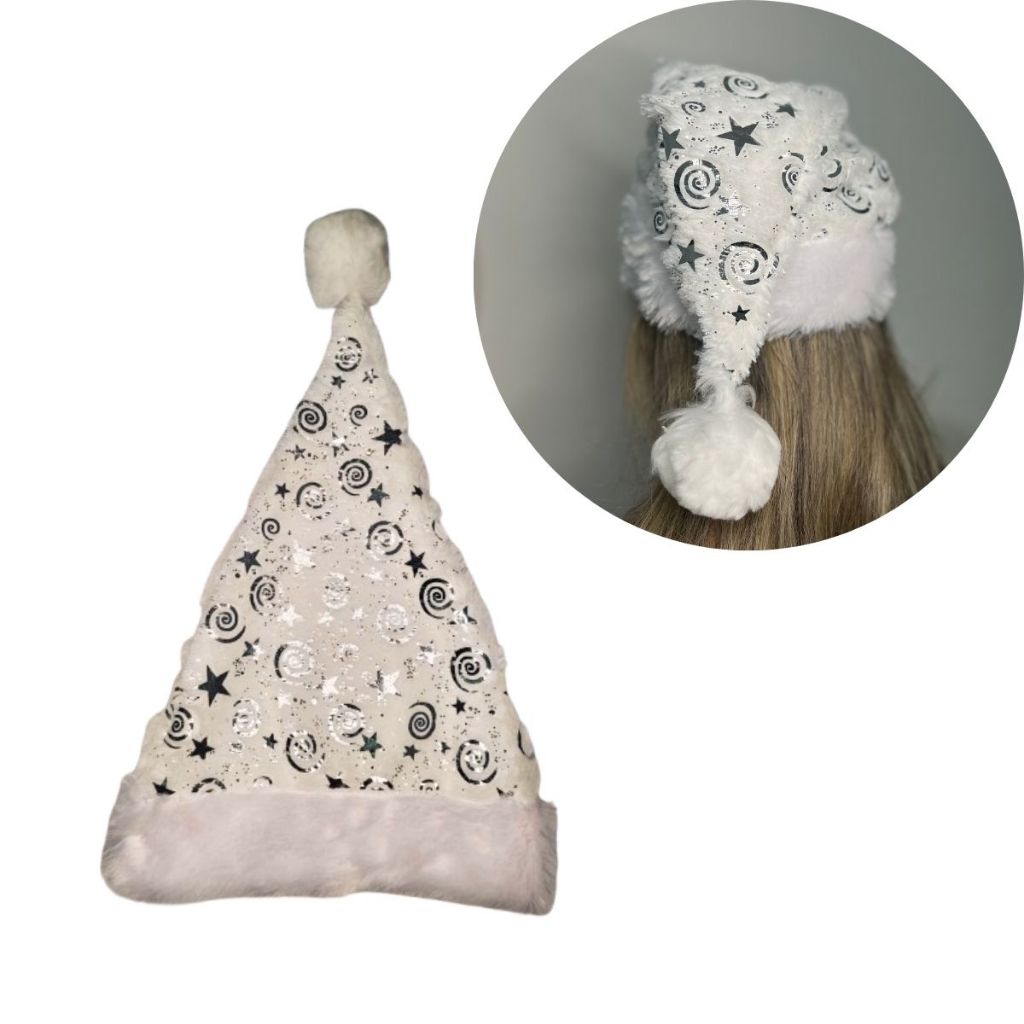01 Touca Gorro Natal Gorrinho Papai Mamãe Noel Luxo