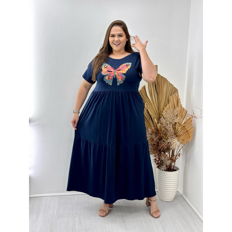Vestido Longo inspiração camisetão em estampas tropicais ,moda Plus size em Oferta na Shopee