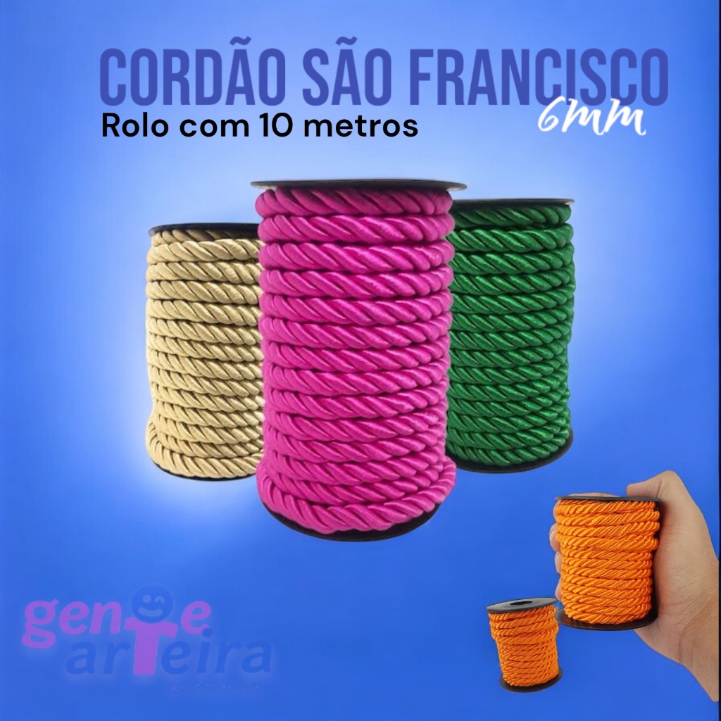 CORDÃO SÃO FRANCISCO 6MM - ROLO COM 10 METROS em Oferta na Shopee