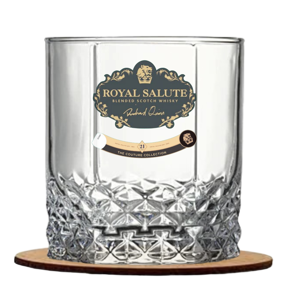Copo De Vidro Royal Salute Richard Quinn Baixo Diamond 310ml PERSONALIZADO + BASE