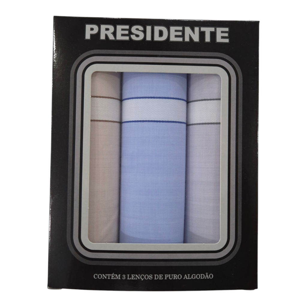 Caixa de Lenços Presidente Puro Algodão Masculino - Elegância e Sofisticação. em Oferta na Shopee