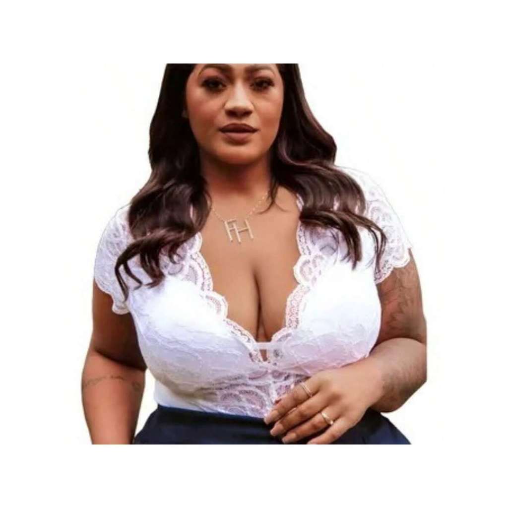 Body Renda Plus Size Manguinha Body Moda Verao PluS NATAL ANO NOVO