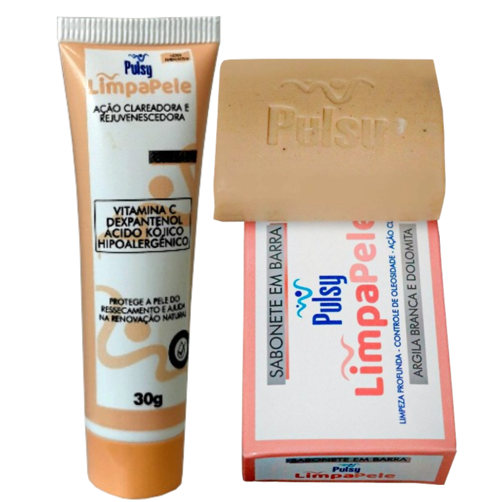 Limpa Pele Creme 30g + Sabonete Limpa Pele 90g Pulsy em Oferta na Shopee