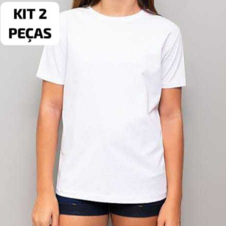 KIT 2 CAMISETAS INFANTIL GOLA REDONDA BÁSICA LISA ESCOLAR 100% ALGODÃO UNISSEX em Oferta na Shopee