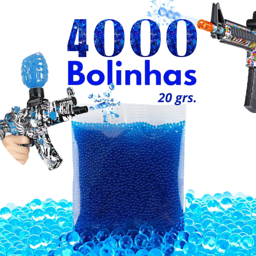 Refil Munição Bolinhas de Gel Orbes 7-8mm Saquinho com 20 Grs. Aprox. 4.000 Bolinhas de Gel
