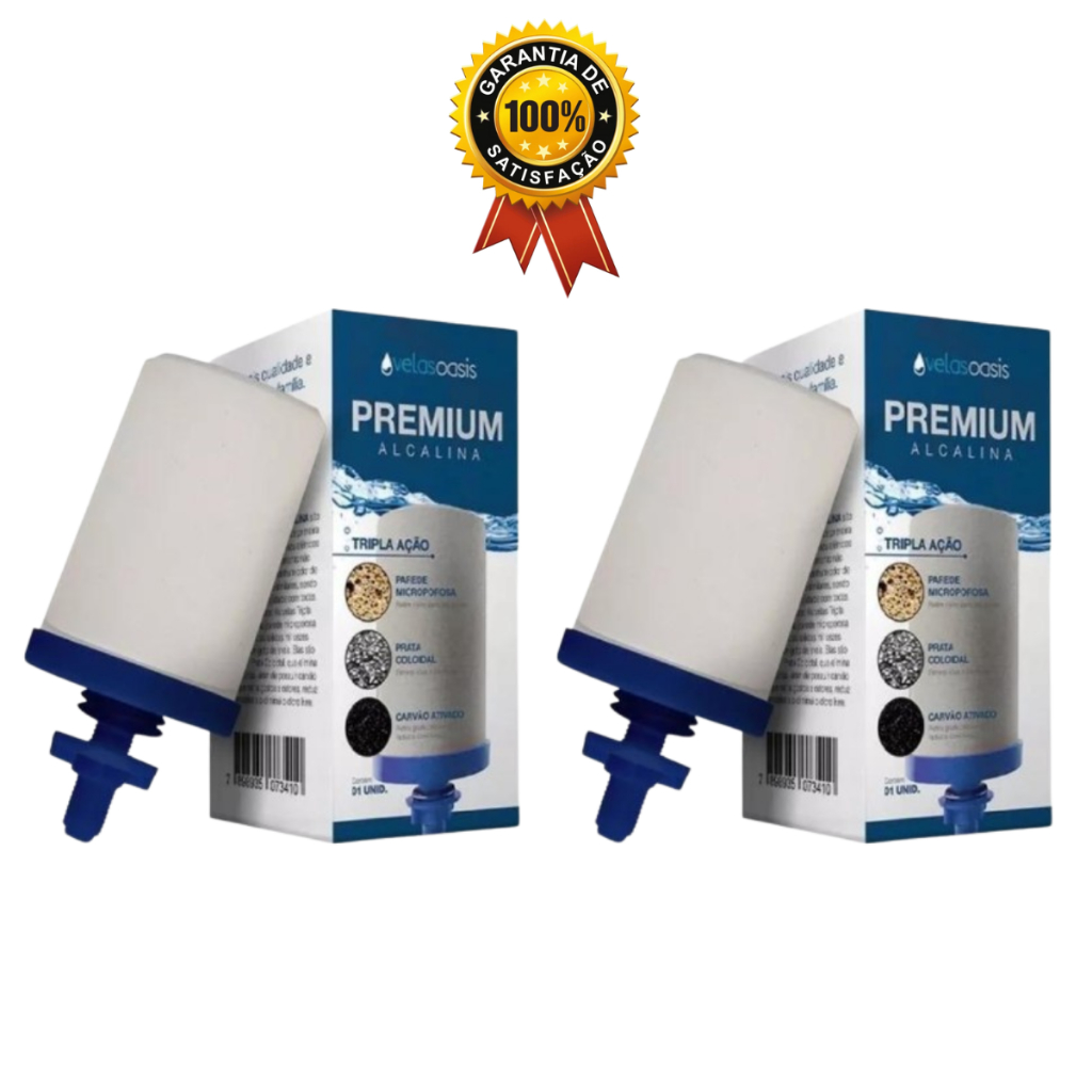 Vela Filtro De Barro Tripla Ação Carvão Ativado Prata Coloidal  Alcalina  - kit 2 unidades Refil em Oferta na Shopee