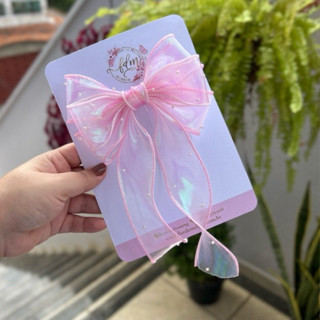 Laço rosa com perninhas brilhante para festa aniversario menina em Oferta na Shopee