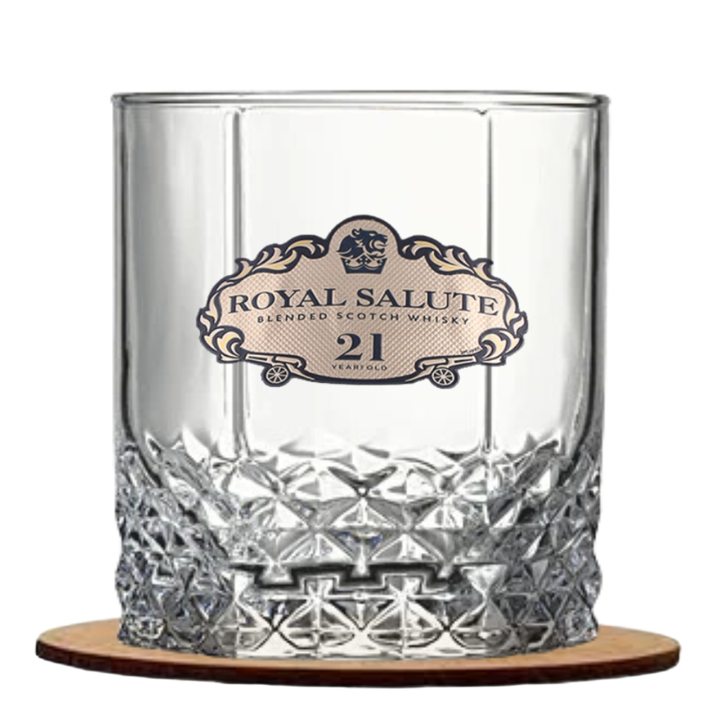 Copo De Vidro Royal Salute 21 Baixo Diamond 310ml PERSONALIZADO + BASE