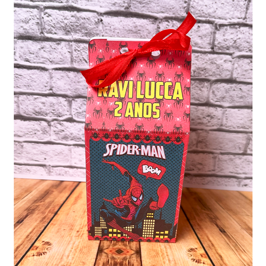 20 Caixinhas Milk Homem Aranha Personalizada Com Nome  e idade Festa Lembrancinha