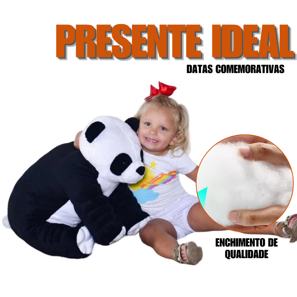 Panda De Pelúcia Urso 50cm Grande Bebe Almofada Antialérgico em Oferta na Shopee