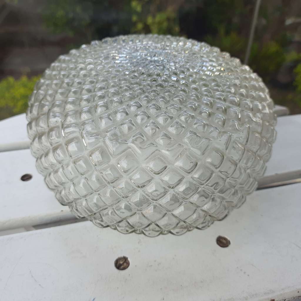Cúpula para lustre ou luminária antiga em vidro bico-de-jaca antiguidade