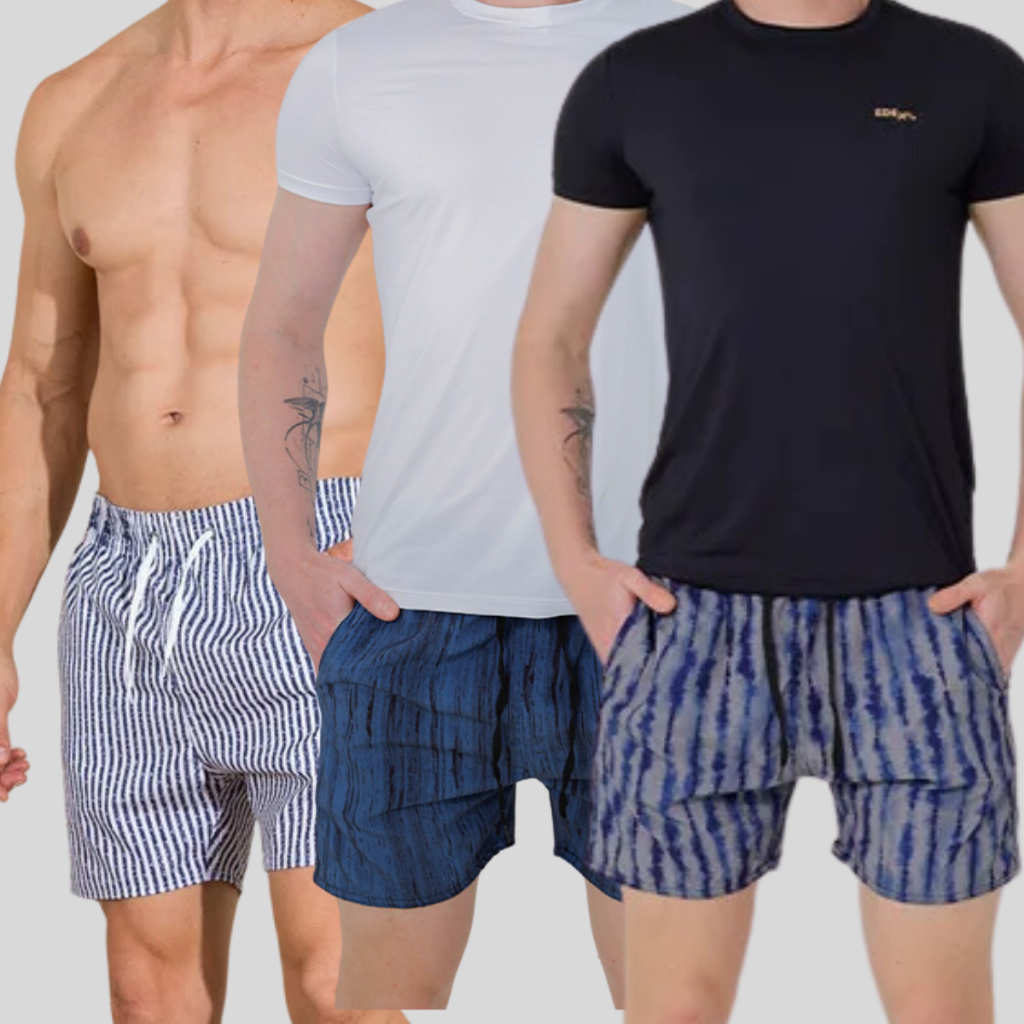 Kit 3 Bermudas De Tactel Cordão Ajustável Mauricinho Elástico Cintura Básico Qualidade Premium Verão