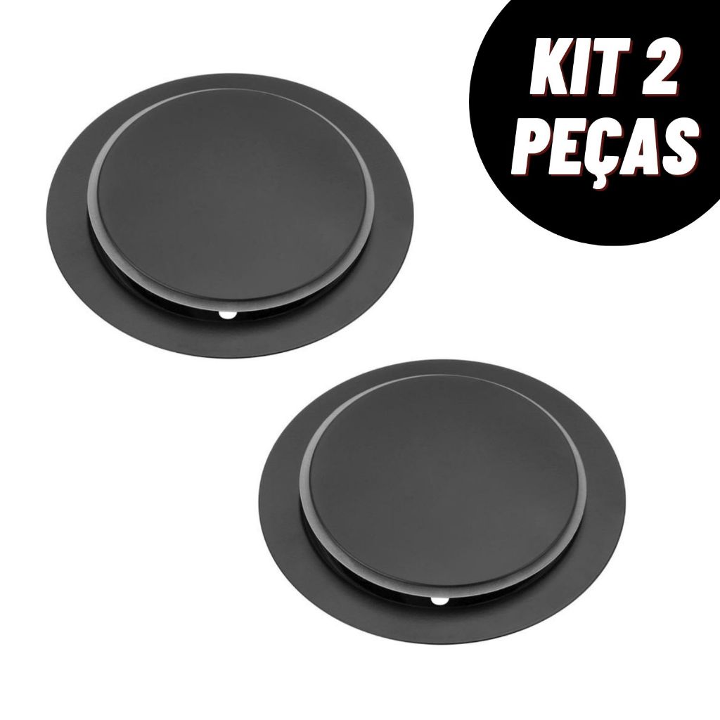 Kit Ralo Inteligente Click Redondo Preto 10x10 15x15 Cm Inox Banheiro Lavabo Veda Cheiro