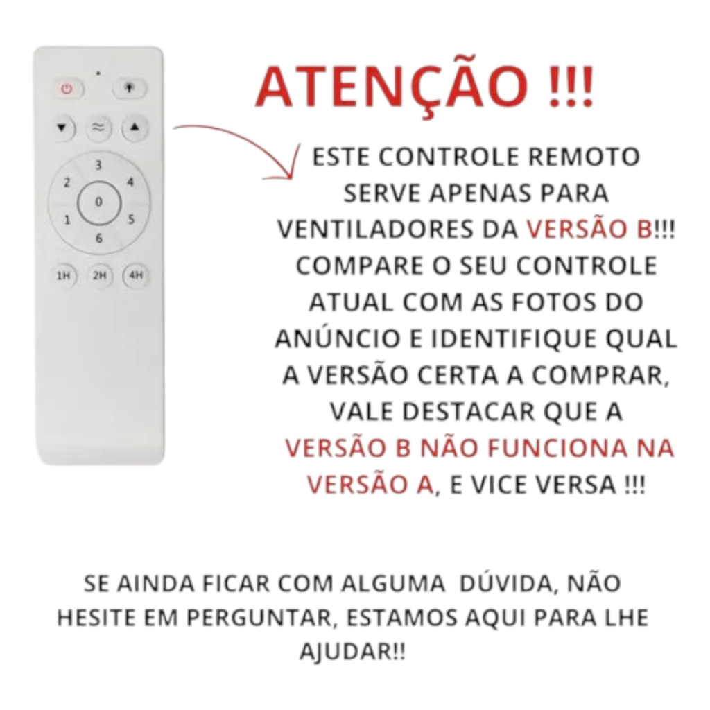 Controle Remoto P/ Ventilador Teto Fenix Inv Ventisol Bivolt 16972 inverter VERSÃO B