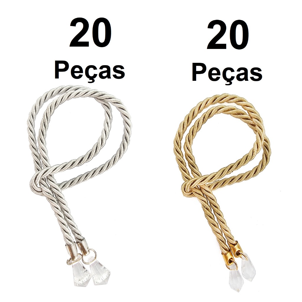 40 Enfeites Decorativos Cordão São Francisco P Vidros Aromatizador Mel e Prata