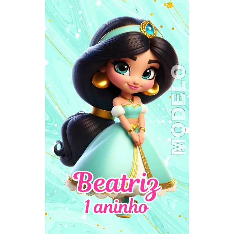 15 Adesivos Tubete Jasmine Aladdin - Tag - Etiqueta Personalizada