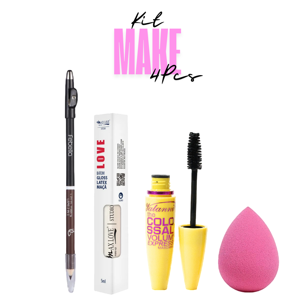 Lápis de Olhos 2 em 1 com Apontador, Gloss Labial de Maça, Esponja gota e Base em Oferta na Shopee