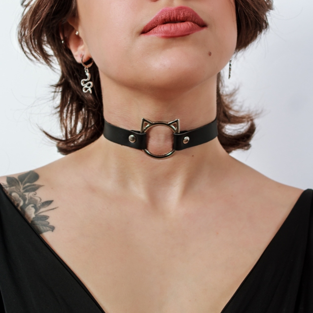 Choker Gatinho Fofo Gargantilha Gótico Punk Couro Sintético OFF