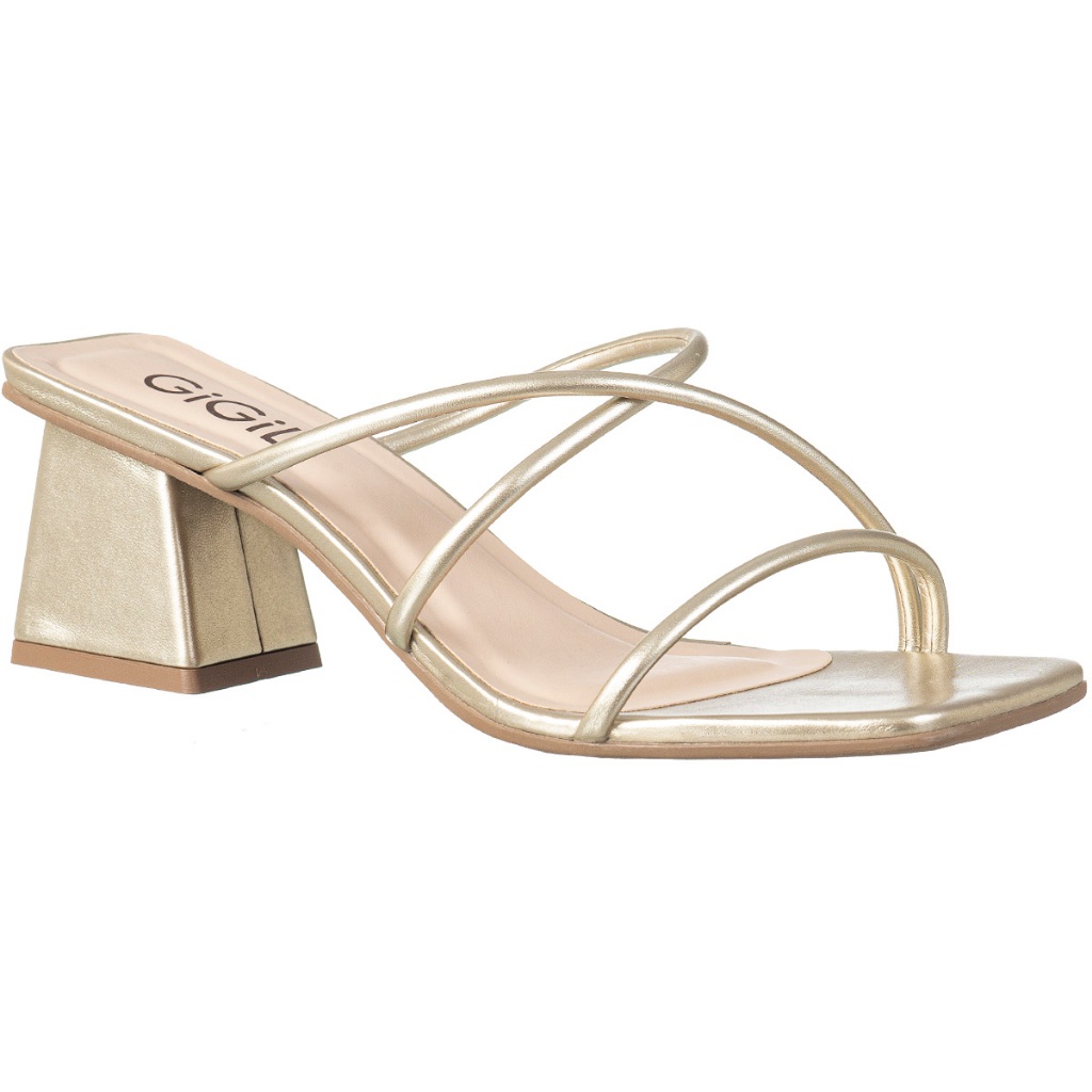 Tamanco Feminino Sandália Salto Bloco Quadrado Tiras Blogueira Confortável Original GiGil