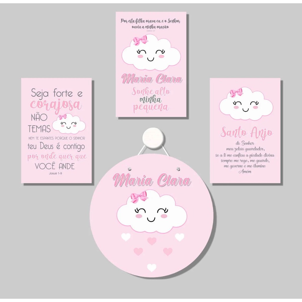 Quadro Decorativo Nuvem Rosinha Quarto Nome Sonhe Alto Minha princesa em Oferta na Shopee