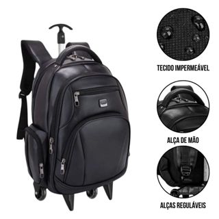 Mochila Rodinha Reforçada Couro Executiva Escolar Trabalho em Oferta na Shopee