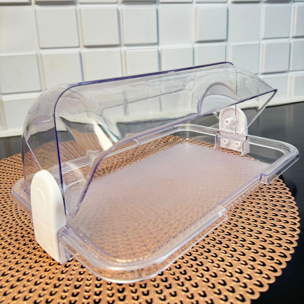 Porta Pão Luxo Cristal Tampa Basculante