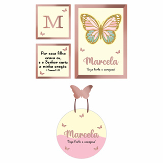 Kit Quadrinho Infantil Tema Borboleta + Porta maternidade Para Decoração de Quarto de Bebê Menina em Oferta na Shopee