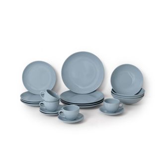 Aparelho De Jantar 20 Peças - Cerâmica Premium Haus Concept Linha Soho - Azul - Branco