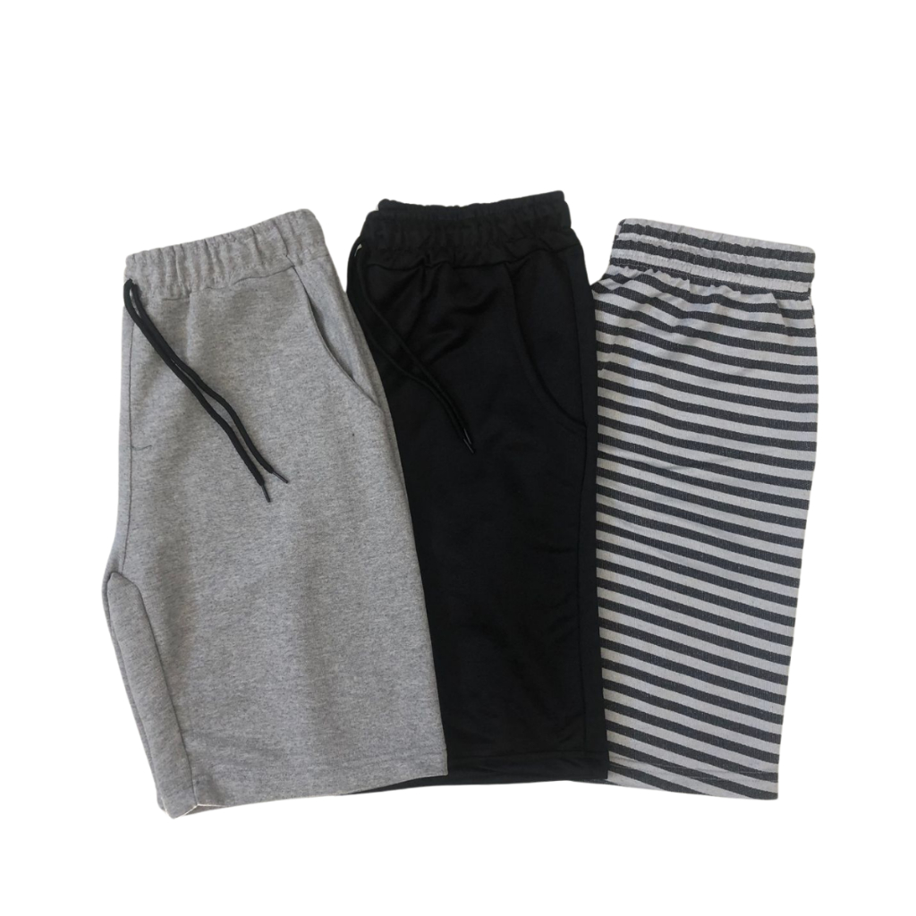 Kit 3 Bermuda Moletom Masculina Treino Academia Moletom Confort