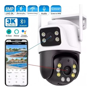 Câmera De Segurança Lente Dupla IP66 Wi-Fi Giratória 360° Sensor Movimento Visão Noturna em Oferta na Shopee