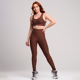 Conjunto fitness academia zero transparência calça legging bolha e top bolha nadador em Oferta na Shopee