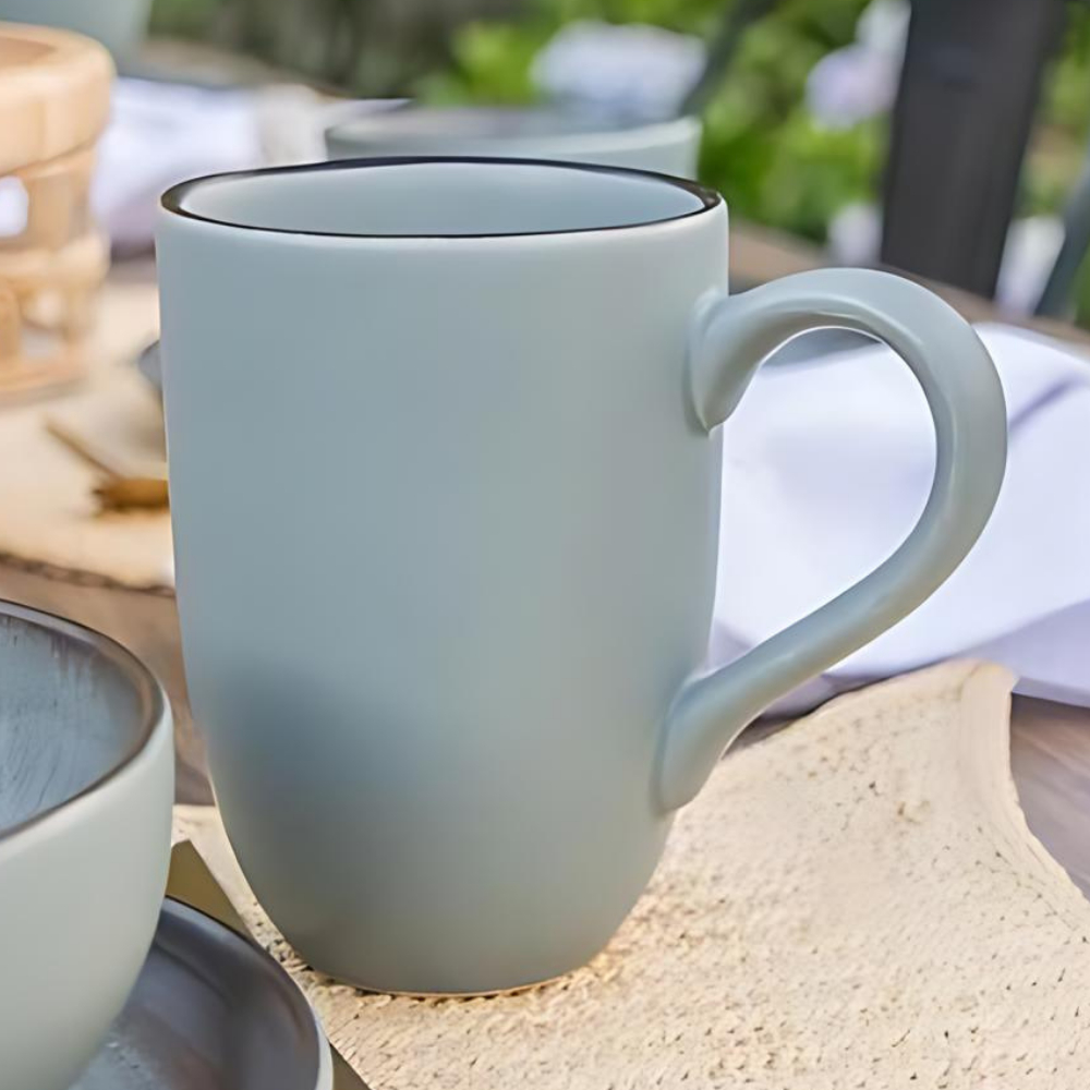 Caneca Café Chá 350ml Flat Pacifico Verde Acetinado Fosco Avulsa Oxford - Home & Living